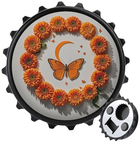 Orange Butterfly Moon Magnetic Bottle Opener, Space Saving Kitchen Tool, Funny Beer Opener & Refrigerator Magnet for Camping, Traveling Camping Black-style