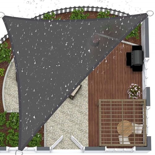 SRHIMEOS Telo Ombreggiante Triangolare Impermeabile 6x6x6, Tende a Vela Resistente Ai Raggi UV, Vela Parasole per Giardino, Balcone, Patio, Pergola, Piscina