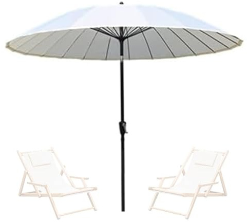 YCBTPS Parasol Droit Parasol De Jardin Inclinable, Parasol Terrasse Extérieur Ø270cm avec Manivelle, Parasol Parapluie De Plage Protection UV 50+(Beige)