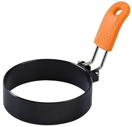 Stainless Steel Egg Ring Pancake Ring Set with Silicone Handle - Non-Stick Fried Egg Molds & Pancake Shapers for Breakfast Sandwiches Omelettes