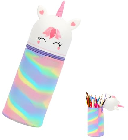 HBYMYDA Kawaii Federmäppchen 2-in-1 Einhorn Mäppchen mit Reißverschluss Cartoon Tier Federmappe für Mädchen Jungen Kinder Schulbedarf