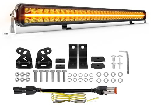 CO LIGHT 40 Inch LED Light Bar, 12/24v Light Bar with Amber/White DRL, Double Row Driving Work Lamp for Car Off Road Tractors 4x4 Vehicles Truck, Super Bright 220W 44000LM IP68 Waterproof