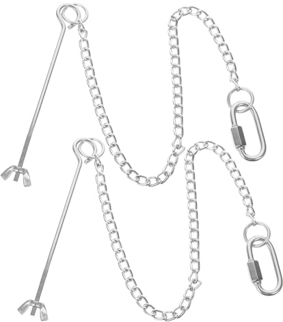 HIAKDOFT Lot de 2 Porte-Fruits pour Perroquet Suspendus en Acier Inoxydable Antirouille, Petite Taille, Accessoires pour Cage D’Oiseaux, Jouet Alimentaire Stimulant pour Oiseaux