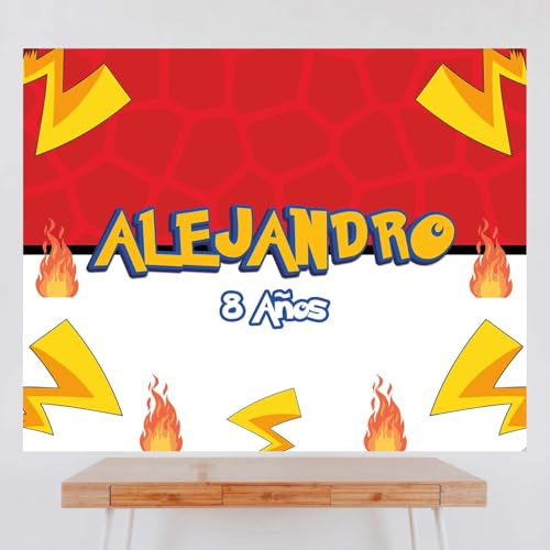 Cartel Personalizado Pokeemoon, 100x80 cm, Pancarta Cumpleaños, Decoracion