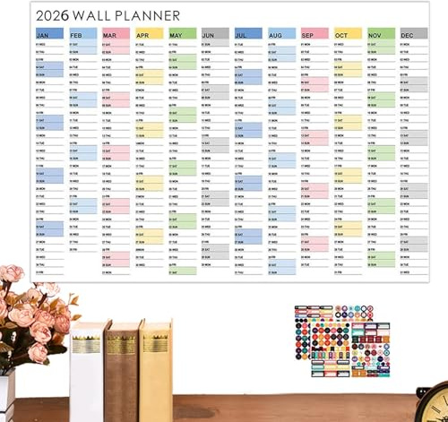 Großer Wandkalender,Großformat Jahresplaner für die Wand 2026 - Ästhetische Deko für Wohnzimmer Büro Studium Arbeitsplanung