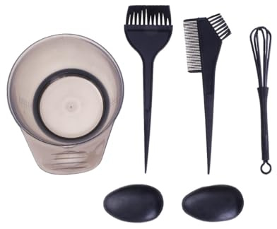 Kit Teinture Cheveux Professionnel Noir, Ensemble Outils Coiffure | Bol Mélangeur, Brosse Douce, Peigne, Couvre-Oreilles, Chapeau Lavable, Réutilisable