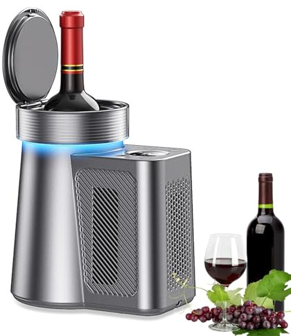 Electric Single Bottle Wine Cooler, Portable Wine Fridge with Digital Display, 2-20°C Temperature Control and LED Light, Quiet for Home, Camping Grey