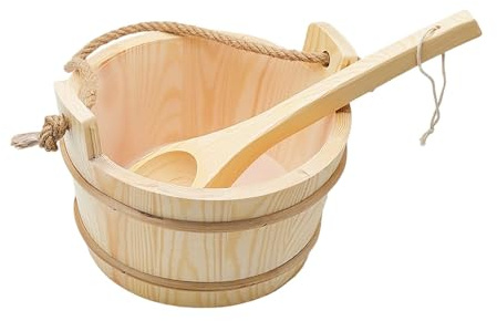 Fonowx Secchio per Sauna in Legno E Secchio per Bagno con Mestolo Forniture per Sauna per Bagno SPA