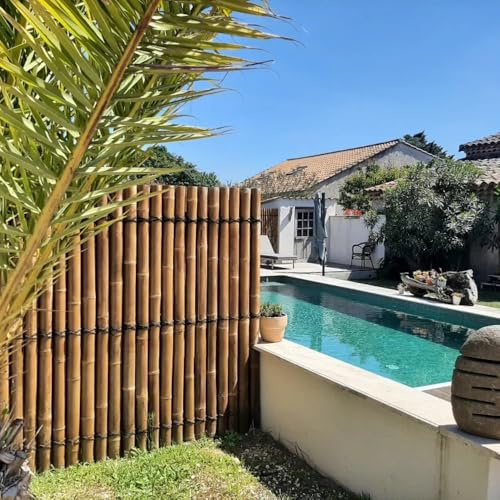 Panneau de clôture en demi-bambous jaunes 180x90 cm – occultant jardin exotique, brise-vue naturel, idéal terrasse ou balcon
