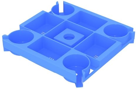 QOXEZY Bandeja de accesorios para paraguas, bandeja de mesa de playa de plástico resistente a la intemperie con 4 portavasos, agujeros para gafas de sol y agujeros de drenaje para uso en exteriores