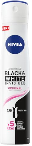 NIVEA Déodorant Spray Black & White Invisible (1 x 200 ml), déodorant femme anti-traces blanches et jaunes, anti-transpirant anti odeur & humidité, protection efficace 72 h, sans alcool