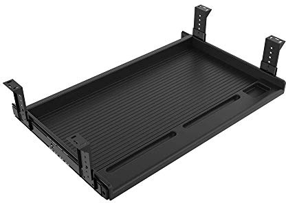 FRMSAET Accessori per mobili da ufficio Cassetto per tastiera sotto la scrivania Vassoio multiuso con staffa regolabile in altezza per organizzare tastiera, strumento, matita, gomma. (Grande, Nero)