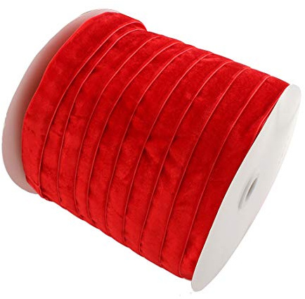 Perlin Samtband 20mm Samtbänder Samtborte Geschenkband Christmas 10 Meter Weihnachtsband Geschenkverpackung Schmuckband Schleifenband Dekoband Bastelbedarf Blumenstrauß Rot