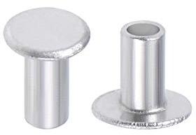 sourcing map 100 Stück Aluminium Halbhohle Nieten M2,5x5mm Halbrundnieten Flachkopf-Halbröhrennieten Silber