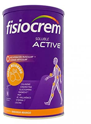 FISIOCREM Active Músculos y Articulaciones | 480g | Sabor Naranja/Mango | Complemento alimenticio en polvo para recuperación muscular y el cuidado articular con Magnesio, Colageno, Vitamina C
