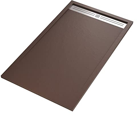 OLIMPO DOCCE - Piatto doccia in marmoresina Marrone effetto pietra cemento RELAX - 70x110