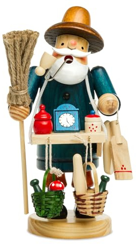 SIKORA RM-A Räuchermännchen aus Holz 3 Größen Verschiedene Motive, Farbe/Modell:A29 blau - Hausierer, Höhe in cm:Höhe ca. 15 cm