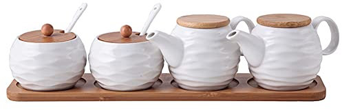 Sauce Soja Bouteilles de Stockage D'épices Huilier Céramique Distributeur d'olive Pots à épices en Céramique Boîtes en Céramique Spice Container Blanc Perle