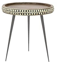 byLIVING Beistelltisch JANA, Mangoholz Natur, Metall schwarz, D 35, H 42 cm | Muster