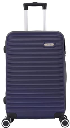 Valise Grande Taille Rigide 75cm – Soute Avion – Bagage XL léger ABS – 4 Roues pivotantes 360° – Fermeture zippée – Poignée télescopique – Bleu Marine – Collection Classiq - TROLLEY ADC