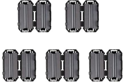 HUAREW 3.5 mm Ferritkerne,Ferrit-Ringkern,Ferritfilter,Ferrit Entstörfilter,Ferrit Ringkern Cable-Clip,Klappferrit Aufsteckbarer für Kabel RFI,EMI, Ferritring Ferritkerne,Schwarz(5 Stück)