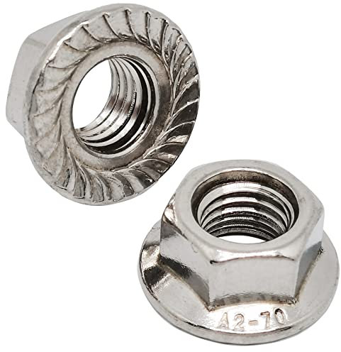 4 x Flanschmuttern, gezackte Flanschmuttern, Sechskant-Kontermuttern, linke Hand, M12 x 1,75 mm, 304 Edelstahl