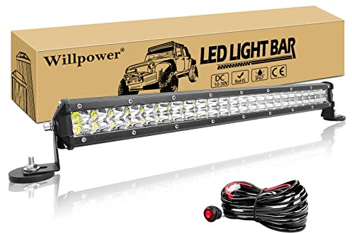 Willpower Led Arbeitsscheinwerfer Bar Traktor 20 Zoll 144W + Magnet Halterungen + Kabelbaum Led Scheinwerfer 12V 24V Zusatzscheinwerfer IP67 Wasserdicht LED Light bar für Offroad Auto LKW 4x4 ATV | LED Balken Lightbar 144W, 6000K Weiß, IP67, Offroad beleuchtung, Arbeitsscheinwerfer LKW KFZ Auto Traktor Fahrzeuge