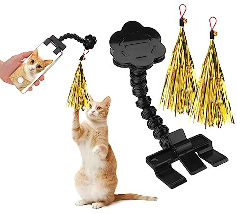 Vspek Perche à Selfie Universelle pour téléphone Portable, Chat et Chien, avec bâtons à Pompons pour Chat, Outil de Selfie pour Animaux de Compagnie, Attirer l'attention de Vos Animaux de Compagnie