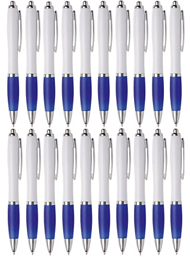 Preiswert&Gut Kugelschreiber Set 50 Stück, blauschreibend mit Druckmechanismus und weicher Griffzone, Stifte für Büro und Schule