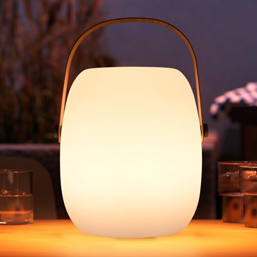 ZWOOS Lamparas de Mesita de Noche Sin Cable, Lampara Mesa Recargable LED RGB, Luce Inalambrica Portátil con Modo de Parpadeo de Vela, Impermeable IP54, con Control Remoto (Lámpara)