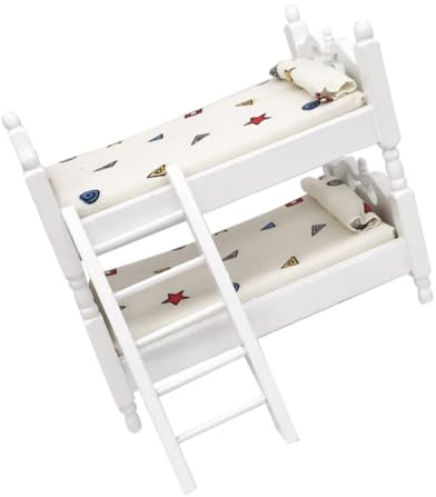 PRETYZOOM Puppenhausmöbel Miniatur Etagenbett 1:12 Maßstab Geometrische Formen Langlebiges Material Satz für Jungen und Mädchen Puppenhaus Dekoration Kleiner Schlafzimmer Szene Kleiner Möbelmodell