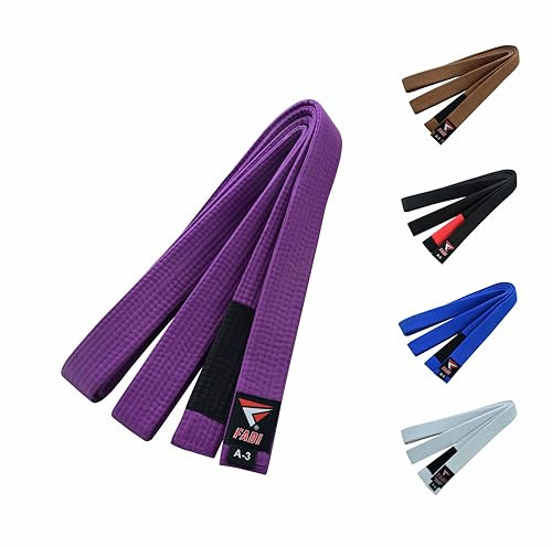 Fadi Sports BJJ Jiu Jitsu Belt - Cotton-Polyester Martial Arts Belt for Karate, Judo, and Taekwondo - Unisex Kids & Adults (Purple, A3)
