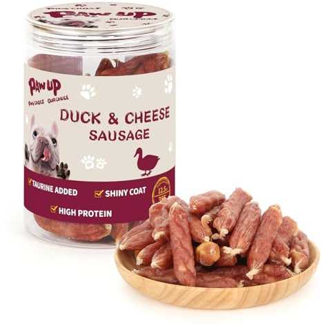 PAWUP Duck Dog Treats, Duck Sausage with Cheese, Taurine Added, Rawhide Free, Soft Dog Snack for Small & Medium Dogs Training, 12.5 oz/355 g