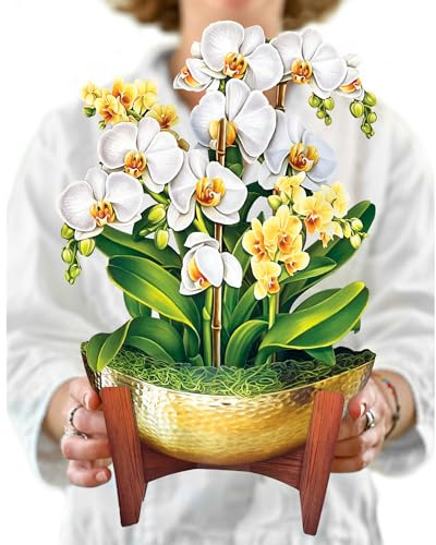 Freshcut Paper Pop Up Cards, Serenity Orchid, 12 Inch Life Sized Forever Flower Bouquet 3D Popup Greeting Card, Birthday Cards, Get Well Gifts, Blank Notecard & Envelope