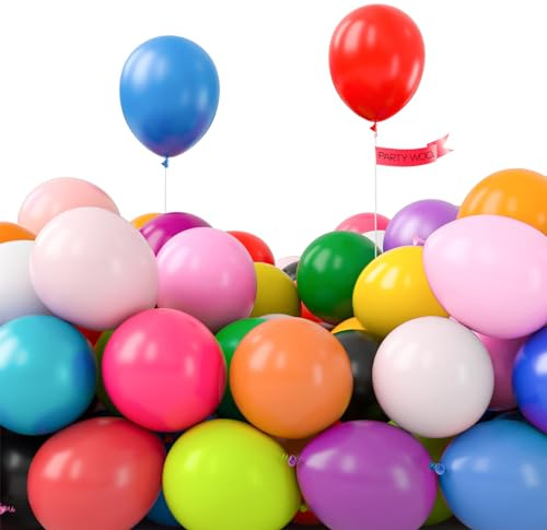 PartyWoo Luftballons Bunt, 105 Stück 5 Zoll Ballons Regenbogen, Bunte Luftballons für Ballongirlande oder Ballonbogen als Partydeko, Geburtstagsdekoration, Hochzeitsdekoration, Babypartydekoration