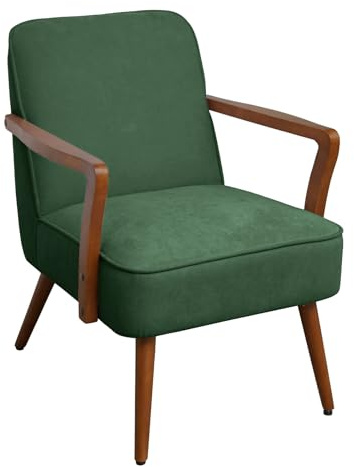 SVITA Tuva Loungesessel Akzentstuhl Einzelsofa mit Armlehnen gepolstert Vintage modern skandi Wohnzimmer Schlafzimmer Esszimmer Dunkelgrün