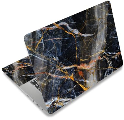 ToLuLu Laptop Decal Sticker Skin Cover, 11.6-15.6 Laptop Netbook Vinyl Skin Sticker Cover Art Notebook PC Waterproof Protector (2 Wrist Pads Included), Black Marble