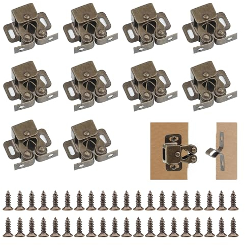 YEYIT chiusure a doppio rullo per armadietto 10 pezzi chiusura a rullo chiusure a doppio rullo per armadi, mobili（Vintage Bronzo）