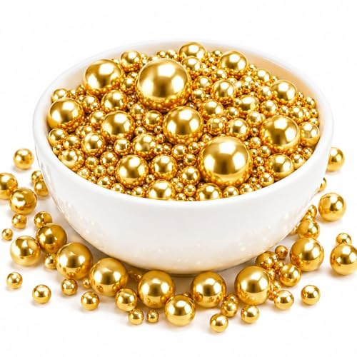 Lozadia 100g Edible Easter Sprinkle Metalic Pearl Sprinkles Of Gold Pearl Sugar Sprinkles, Edible Cake Topper Decorations,Gold Sugar Balls for Cupcake Cakes Sprinkle on Birthday Wedding (Golds)