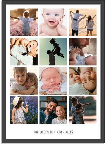 OWLBOOK® Personalisierte Foto Geschenke für Sie & Ihn mit 12 Fotos & Text | Partner Geschenke mit eigenem Foto als Geburtstagsgeschenk | Bild A4/A3 optional mit Rahmen