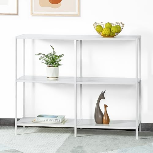 HDANI Konsolentisch aus Metall mit 3 Ablageflächen,Sofatisch,Schmaler Konsolentisch,Moderner Stil,Geeignet für Eingangsbereich,Wohnzimmer,Schlafzimmer (Weiß, 100×30×80cm)