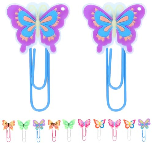 LALAFINA 12 Stück Büroklammern, Büroklammer Schmetterling, Büroklammern Bunt, Schmetterling Große Büro Wiederverwendbare Paper Clips für Büro