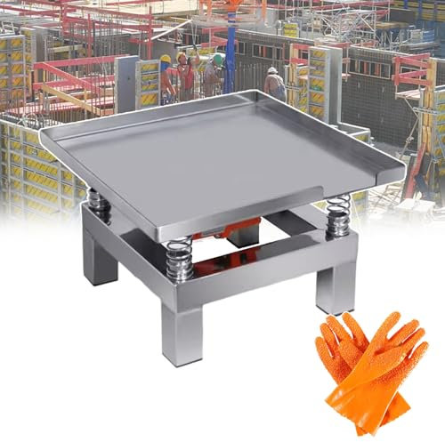 smafoseedding Plate-forme vibrante de mortier de ciment, banc d'essai de vibration électrique, avec 5 paires de gants givrés, matériau en acier inoxydable, être utilisé pour vibrer le ciment/le