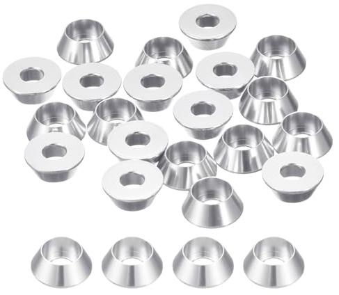 sourcing map Arandelas avellanadas de taza cónica M5, 10 juntas de aluminio anodizado, junta de arandela de cabeza de taza, junta avellanada de tornillo de taza para piezas de accesorios mecánicos,