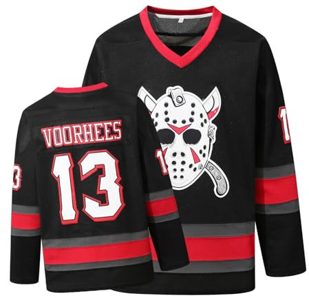Voorhees Jason 13 Friday Movie Ice Hockey Jersey Halloween Black