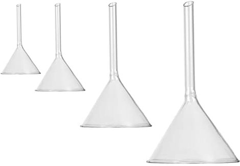 LALADEFIEE 4pezzi Imbuto in Vetro Con Collo Corto e Spesso Filtraggio Vetro Borosilicato Resistente Alte Temperature Per Laboratorio Cucina e Esperimenti Scientifici