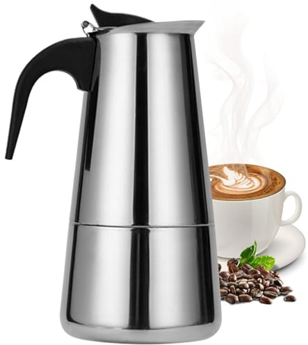 AUTUUCKEE 300 ml (6 koppar) mockakanna, rostfritt stål induktionsspishäll espressomaskin, vattenkokare spishäll moka espressomaskin med ergonomiskt isolerat handtag för kontor hem kaffeälskare