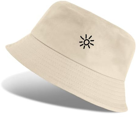 Tuopuda Fischerhut Herren Bucket Hat Damen Sonnenhut Fischerhüte Baumwolle Sommerhut Unisex Anglerhut Freizeithut Faltbar Einfarbige, Beige-02