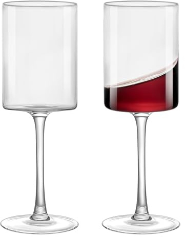 HAHASHOW Verres à vin rouge en cristal 46cl - Lot de 2 verres à pied long élégants pour anniversaire, mariage et cadeaux de Saint-Valentin