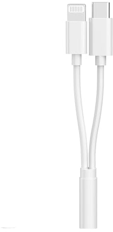 [Certificado Apple MFi] USB C + adaptador Lightning a conector de auriculares de 3,5 mm, adaptador de audio auxiliar para iPhone tipo C a conector hembra de 3,5 mm para iPhone 16, 15, 14, 13 Pro Max